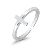 Cross Toe Ring Adjustable Band 925 Sterling Silver (7mm)