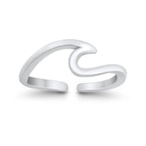 Wave Toe Ring Band Adjustable 925 Sterling Silver (5mm)