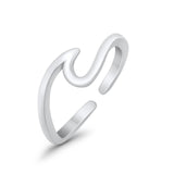 Wave Toe Ring Band Adjustable 925 Sterling Silver (5mm)