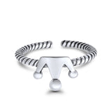 Crown Toe Ring Adjustable Twisted Band 925 Sterling Silver (7mm)