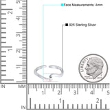 Wave Shape Plain Toe Ring Adjustable Band 925 Sterling Silver (4mm)