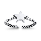 Star Toe Ring Adjustable Rope Band 925 Sterling Silver (7mm)