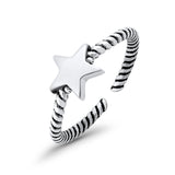 Star Toe Ring Adjustable Rope Band 925 Sterling Silver (7mm)