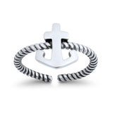 Anchor Toe Ring Adjustable Rope Band 925 Sterling Silver (10mm)