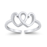 Adjustable Heart Shape Plain Toe Ring Band 925 Sterling Silver (8mm)