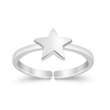 Adjustable Star Toe Ring Band 925 Sterling Silver For Women (6mm)