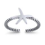 Starfish Toe Ring Twisted Braided Rope 925 Sterling Silver (8mm)