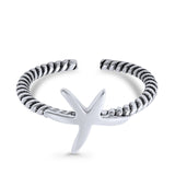 Starfish Toe Ring Twisted Braided Rope 925 Sterling Silver (8mm)