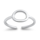 Oval Shape Toe Ring Adjustable Band 925 Sterling Silver (7mm)