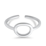 Oval Shape Toe Ring Adjustable Band 925 Sterling Silver (7mm)