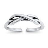 Infinity Toe Ring Band Adjustable 925 Sterling Silver (3.5mm)