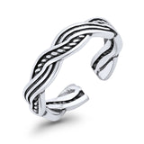 Braid Toe Ring Band Adjustable 925 Sterling Silver (4mm)