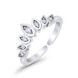 Adjustable Silver Toe Ring Simulated Cubic Zirconia 925 Sterling Silver (5mm)