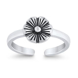 Adjustable Flower Toe Ring Band Round 925 Sterling Silver (7mm)