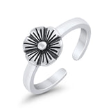 Adjustable Flower Toe Ring Band Round 925 Sterling Silver (7mm)