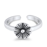 Adjustable Flower Toe Ring Band Round 925 Sterling Silver (7mm)