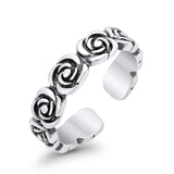 Roses Toe Ring Adjustable Band  925 Sterling Silver (4mm)