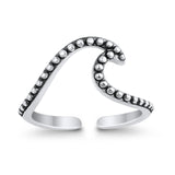 Wave Toe Ring Adjustable Band 925 Sterling Silver (8mm)