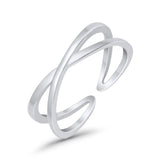Crisscross Toe Ring Adjustable Band 925 Sterling Silver (5mm)