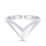 Adjustable V Shape Toe Ring For Women Band 925 Sterling Silver (8mm)