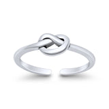 Knot Toe Ring Band Adjustable 925 Sterling Silver (5mm)