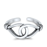 Adjustable Loop Toe Ring Band 925 Sterling Silver (7mm)