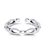 Silver Toe Ring Oxidized Finish Adjustable Band 925 Sterling Silver (3mm)