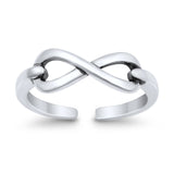 Infinity Toe Ring Band Adjustable 925 Sterling Silver (5mm)