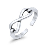 Infinity Toe Ring Band Adjustable 925 Sterling Silver (5mm)