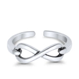 Infinity Toe Ring Band Adjustable 925 Sterling Silver (5mm)