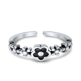 Adjustable Flowers Toe Ring Band 925 Sterling Silver For Women (5mm)