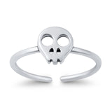 Skull Toe Ring Adjustable Band 925 Sterling Silver (7mm)