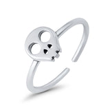 Skull Toe Ring Adjustable Band 925 Sterling Silver (7mm)