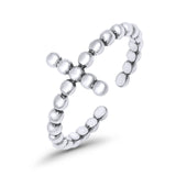 Adjustable Beaded Cross Toe Ring Band 925 Sterling Silver (9mm)