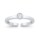 Adjustable Toe Ring Simulated Cubic Zirconia Band 925 Sterling Silver (4mm)