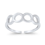 Circles Toe Ring Adjustable Band 925 Sterling Silver (4.5mm)