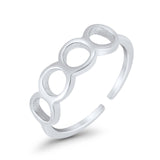 Circles Toe Ring Adjustable Band 925 Sterling Silver (4.5mm)
