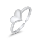 Adjustable Heart Toe Ring Band 925 Sterling Silver (6mm)