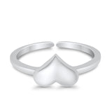 Adjustable Heart Toe Ring Band 925 Sterling Silver (6mm)