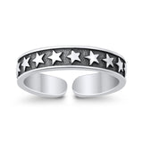 Stars Toe Ring Band Adjustable 925 Sterling Silver (4mm)