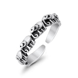 Adjustable Elephants Toe Ring Band 925 Sterling Silver (4mm)
