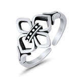 Fleur De Lis Toe Ring Adjustable Band 925 Sterling Silver (11mm)