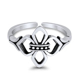 Fleur De Lis Toe Ring Adjustable Band 925 Sterling Silver (11mm)