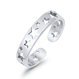 Stars Toe Ring Band Adjustable 925 Sterling Silver For Women (4mm)