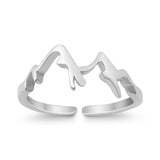 Mountains Toe Ring Plain Adjustable Band 925 Sterling Silver (6mm)