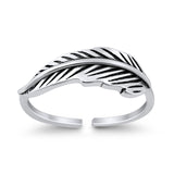 Feather Toe Ring Adjustable Band 925 Sterling Silver (5.5mm)
