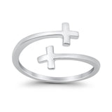 Crosses Adjustable Toe Ring 925 Sterling Silver for Women (8mm)