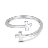 Crosses Adjustable Toe Ring 925 Sterling Silver for Women (8mm)