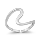 High Polish Toe Ring Band Adjustable 925 Sterling Silver Toe Finger Ring (10mm)