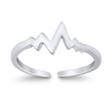 Adjustable Heartbeat Toe Ring Band 925 Sterling Silver (6mm)